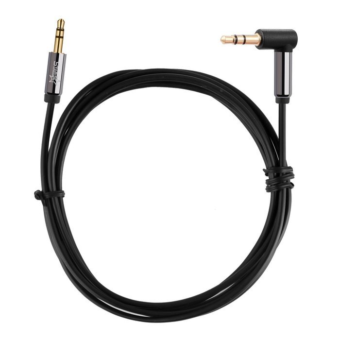 Starise Aux Cable 90 Degree 10 Feet - 3.5mm Male to Male Right Angle Stereo Audio Cable - Black N8