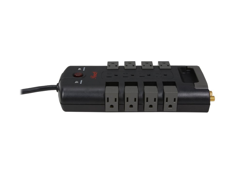 Rosewill Premium 12 Outlet Pivot-Plug Rotating Outlet Power Surge Protector with RJ11 and Coax Protection, RHSP... N3