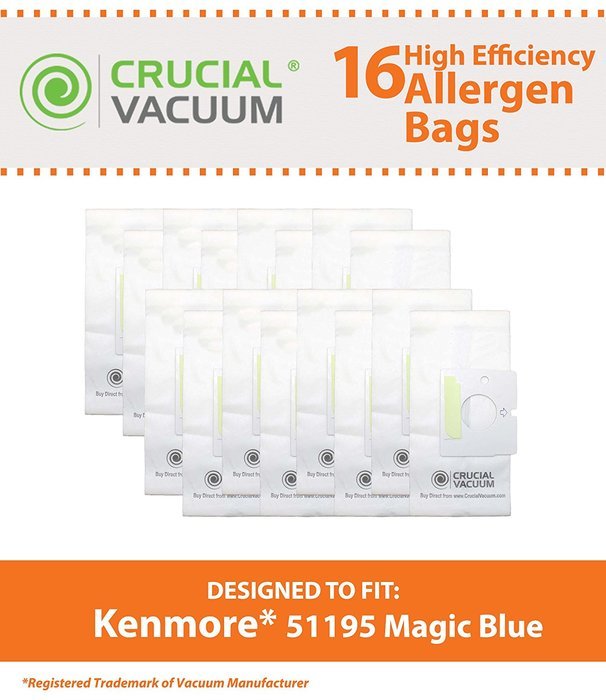 Kenmore 51195 Micro Allergen 16-Pack Vacuum Bags Designed To Fit Kenmore Vacuum 51195 Magic Blue Canister, Compare...