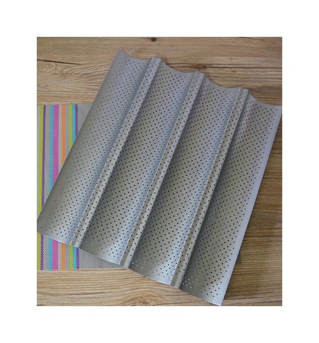 Non-stick 4 Baguette Perforated French Loaf French Bread Pan TOP SELLING ITEM N2
