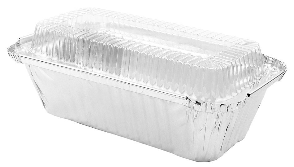 Durable Foil Bread/Loaf Pans 7-1/4" x 3-1/2" x 2" With Lids, 10 Sets.