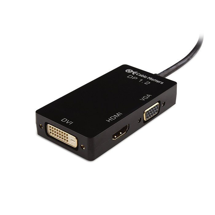 Cable Matters DisplayPort to HDMI/DVI/VGA Male to Female 3-in-1 Adapter - Supporting 4K Resolution via HDMI N3