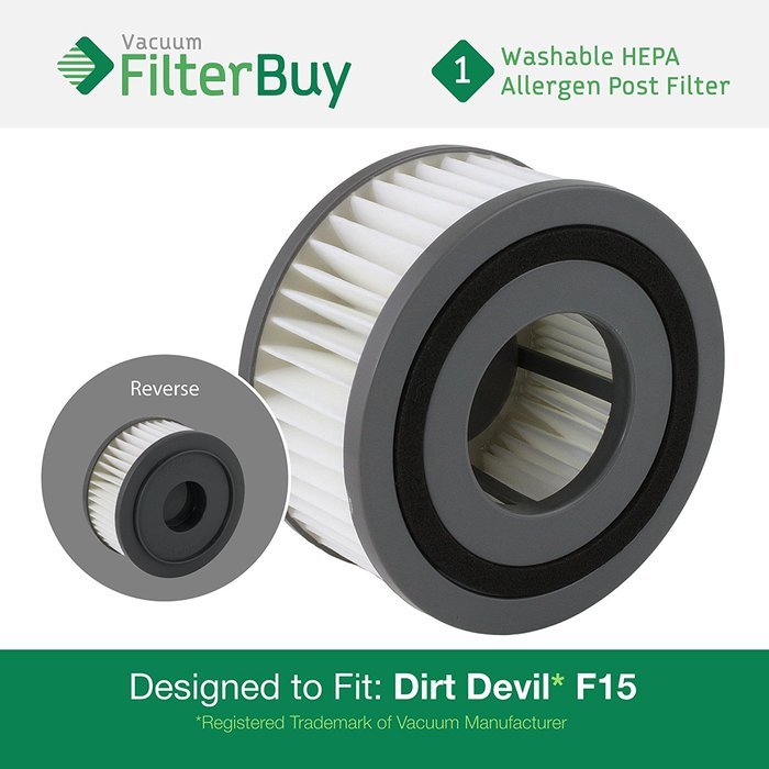 Dirt Devil F15 (F-15) Washable HEPA Replacement Filter, Part # 1-SS0150-000, 3-SS0150-001. Designed by FilterBuy...