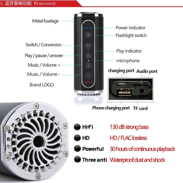 Portable Bluetooth speakers Mobile phone player LED flashlight mobile power The radio Bicycle speakers Subwoofer... N8