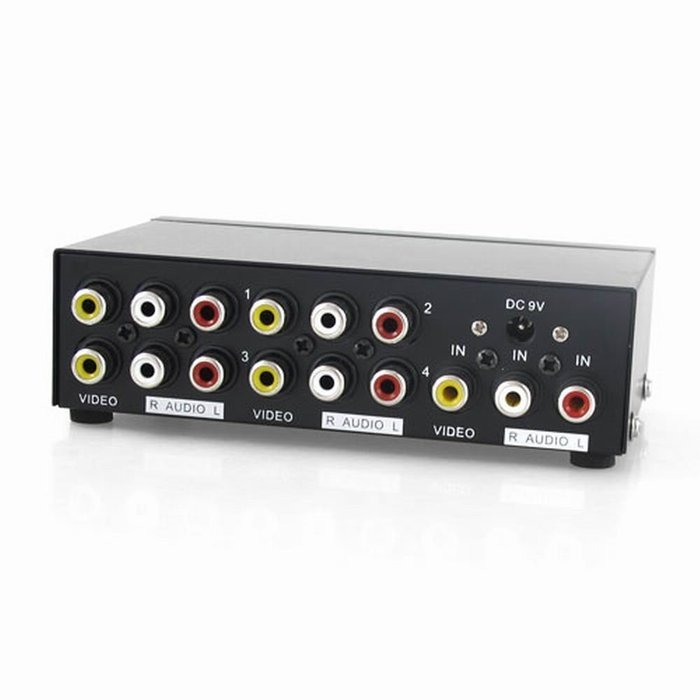 Findway 4 Port 1 In 4 Out 3 RCA AV Audio Video Splitter Amplifier for Cable Box DVD DVR Analog TV N2