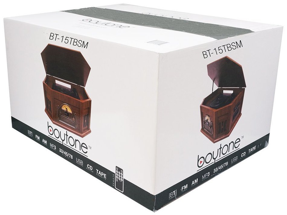 7-in-1 Boytone BT-15TBSM Classic Turntable Stereo System, Vinyl Record Player, AM/FM, CD, Cassette, USB, SD slot... N7