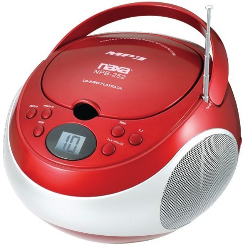 New NAXA NPB252RD Portable CD/MP3 Players with AM/FM Stereo (Red)