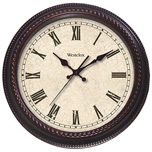 New WESTCLOX 32059 20" Round Marbled Case Finish Clock