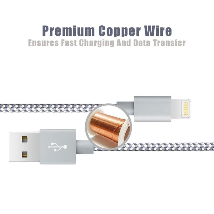Marchpower(TM), iPhone Charger, 2Pack 6FT Tangle-free Nylon Braided lightning to USB Cable, Quick Data Syncing... N3