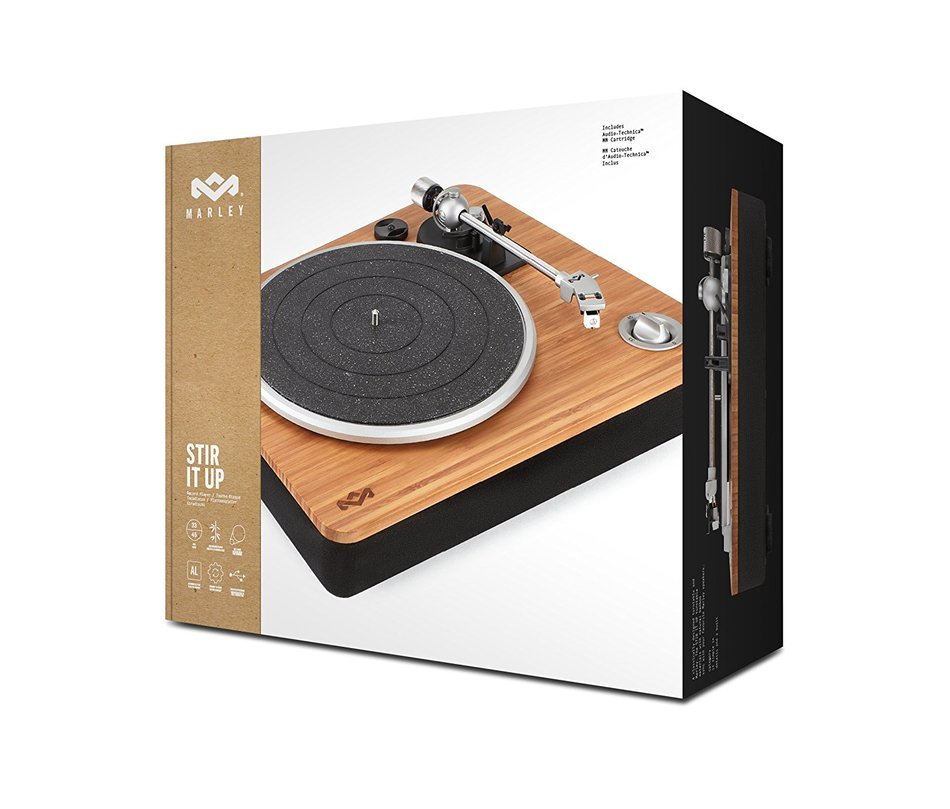 House of Marley Stir It Up Natural Bamboo Turntable with Built-in Pre-Amp (Signature Black) N6