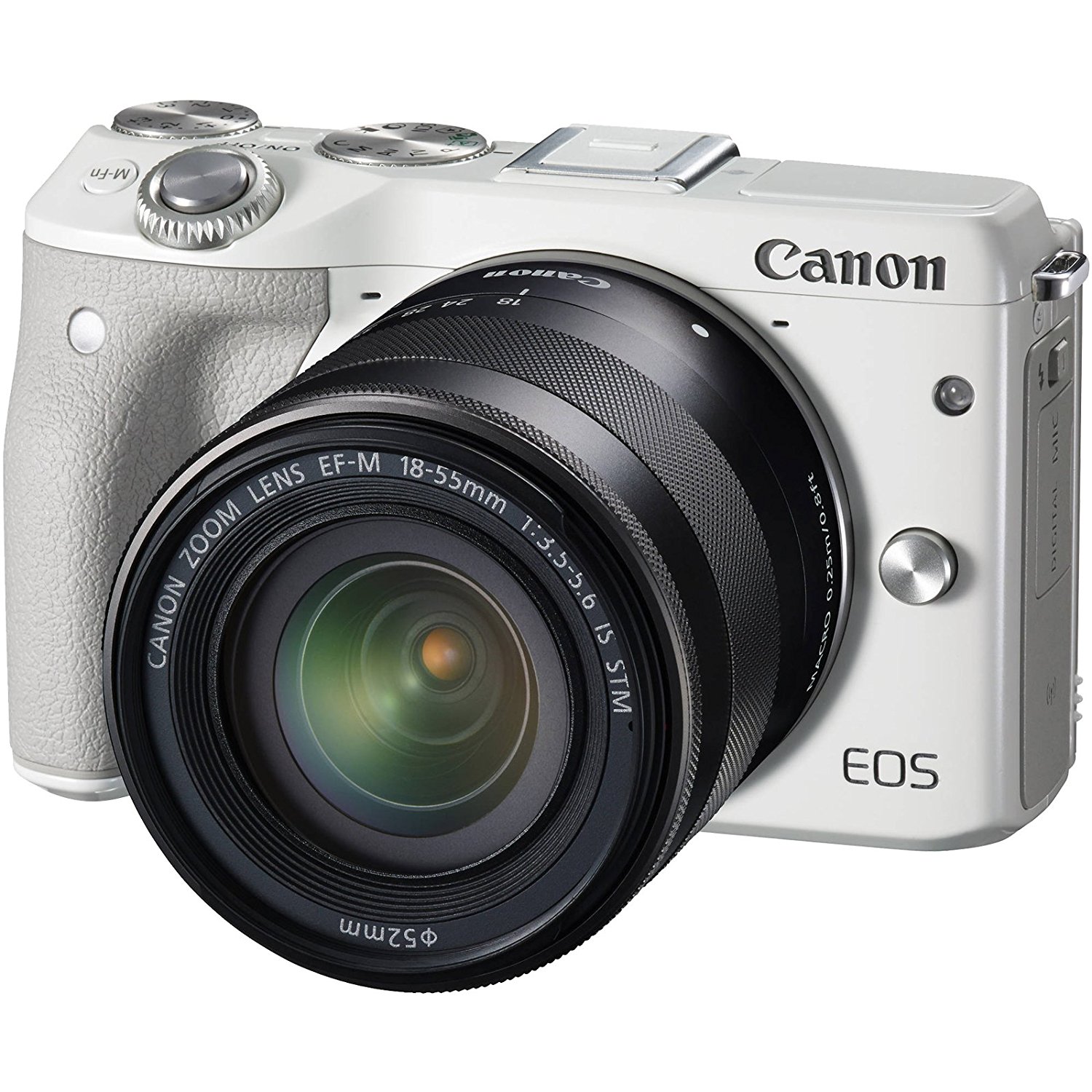 Canon EOS M3 Wi-Fi Digital ILC Camera & EF-M 18-55mm IS STM Lens (White ...