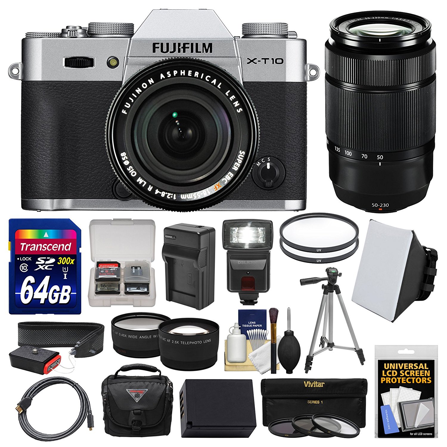 Fujifilm X-T10 Digital Camera & 18-55mm XF (Silver) & 50-230mm II Lens ...