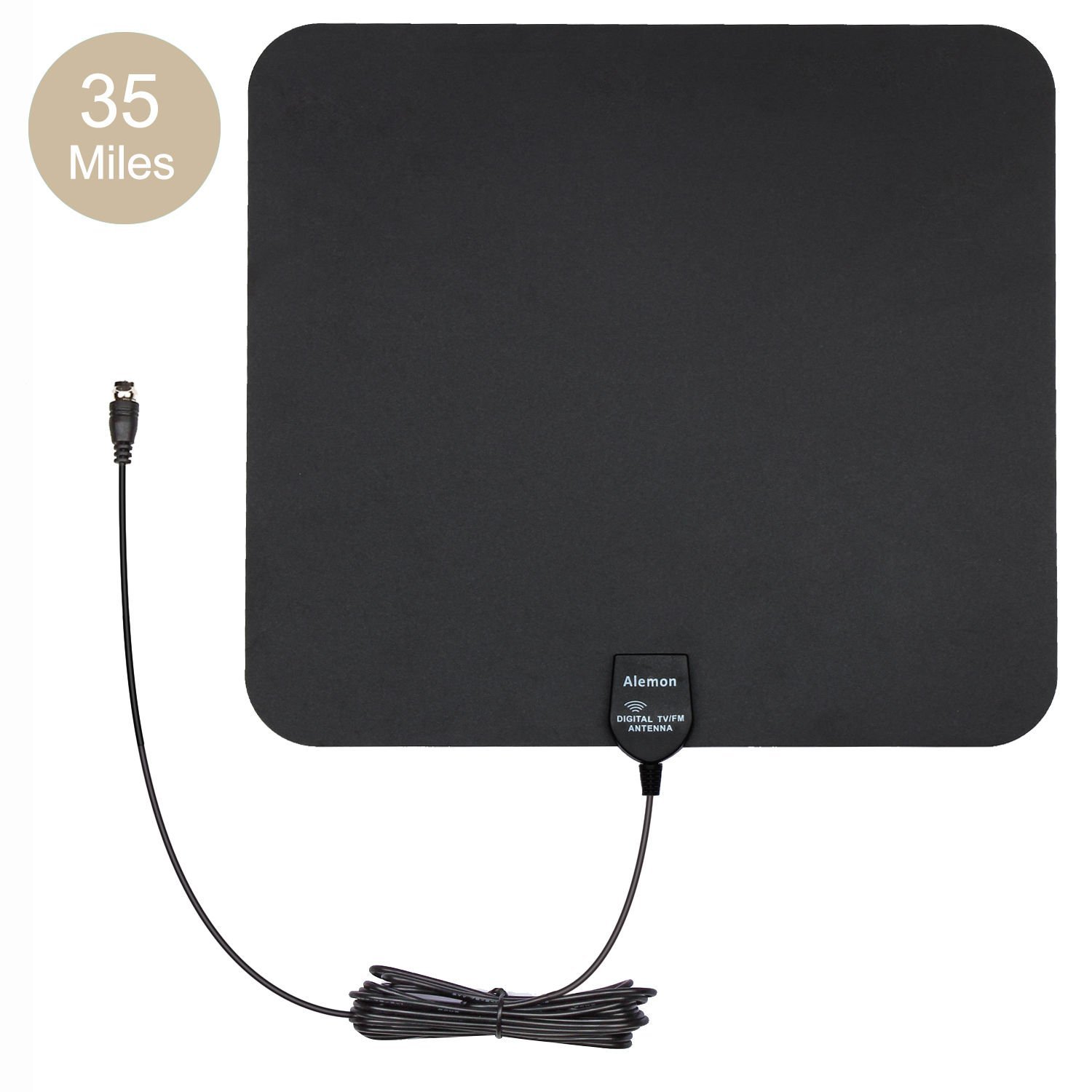 Alemon Ultra Thin Indoor HDTV Antenna with 16.4 Feet Coax Cable 35