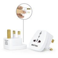 Bestten 3 Outlet Portable Travel Surge Protector with 2.4A Dual USB Charging Ports, 18in Cord, ETL Listed, White N38