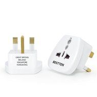 Bestten 3 Outlet Portable Travel Surge Protector with 2.4A Dual USB Charging Ports, 18in Cord, ETL Listed, White N39