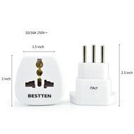 Bestten 3 Outlet Portable Travel Surge Protector with 2.4A Dual USB Charging Ports, 18in Cord, ETL Listed, White N42