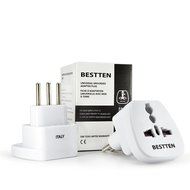 Bestten 3 Outlet Portable Travel Surge Protector with 2.4A Dual USB Charging Ports, 18in Cord, ETL Listed, White N43