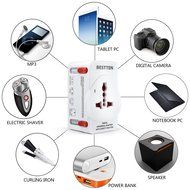 Bestten 3 Outlet Portable Travel Surge Protector with 2.4A Dual USB Charging Ports, 18in Cord, ETL Listed, White N45
