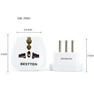 Bestten 3 Outlet Portable Travel Surge Protector with 2.4A Dual USB Charging Ports, 18in Cord, ETL Listed, White N47
