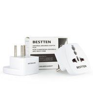 Bestten 3 Outlet Portable Travel Surge Protector with 2.4A Dual USB Charging Ports, 18in Cord, ETL Listed, White N48