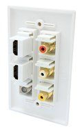 AllSmartLife 6 Port Wall Plate, 3 RCA + 2 Female HDMI + 1 Coax Cable TV Port Face Plate for Home Theater A/V Setup N3