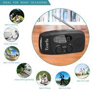 [2016 Upgraded Version] Ecurfu AM/FM/NOAA Emergency Weather Radio, Multifunctional Dynamo Solar Hand Crank Self... N4