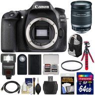 Canon EOS 80D Wi-Fi Digital SLR Camera Body with 18-200mm IS Lens + 64GB Card + Battery + Backpack + Flash + Flex...