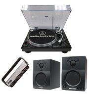 Audio-Technica AT-LP120-USB Turntable w/ Samson BT3 Monitors &amp; Knox Carbon Fiber Brush Cleaner N4