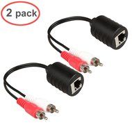 LINESO 2Pack 3.5mm Stereo To RJ45 Female Extender Over Cat5&amp;Cat6 Cable (2x 3.5mm to RJ45 Female) N2