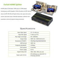 FarSail 1 to 2 HDMI Splitter Powered Amplified Signal Distributor Support 4K 2160p N5