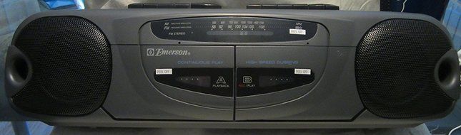 Emerson PS6457 AM/FM Portable Stereo with Dual Cassette Decks High Speed Dubbing
