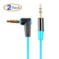 Conwork Pack of 2 - 3.5mm Stereo Auxiliary Audio Cable Male to Male For iPhone, iPad or Smartphones 90 Degree... N2