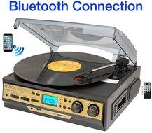 Boytone BT-27G-C Bluetooth connection 3-Speed Stereo Turntable, 2 built in Speakers Digital LCD Display AM/FM... N4