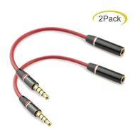 Seadream 2Pack 6 inch 4-Pole 3.5mm Male Right Angle to 3.5mm Female Stereo Audio Cable Headset Extension Cable... N13