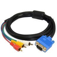 5ft 1.5M VGA Male Plug 15 pin to 3 RCA Audio AV Cable Adapter for HDTV PC DVD N2