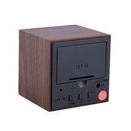 Modern Cube LED Alarm Clock Temperature Sounds Control Display Novelty Electronic Desktop Digital Classic Wooden... N4