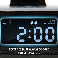 Gogroove Compact All in One Bluetooth Wireless Dual Alarm Clock Radio with Large Easy to Read Backlit LCD Display N3