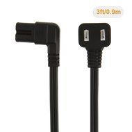 CableCreation 3 Foot 18 AWG Angled 2-Slot Non-Polarized Angle Power Cord (IEC320 C7 To Nema 1-15P), 0.915M / Black N3
