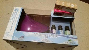 -- PURPLE-- ULTRASONIC ESSENTIAL OIL DIFFUSER 5 OIL (5oz) KIT - Gurunanda Lavender ,Breath Easy, Peppermint, Loving...