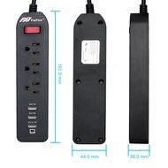 FlePow 1250W/10A 3-Outlet Power Strip with 3 USB Charging Ports N18