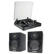 Audio-Technica AT-LP60BK-BT Bluetooth Automatic Turntable (Black) w/ Samson BT3 Active 2-way Bluetooth Monitors N2