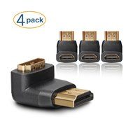 DIZA100 4-Pack HDMI Right Angle Connectors,2-Pack 90 Degree and 2-Pack 270 Degree HDMI Male to Female Adapters N15