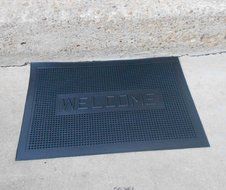 Door Mat 20.5" L x 14.5 W x 1/4 " Thickness-Happy House, Outdoor/Indoor Rubber Front Entrance Floor Rug Outside... N2