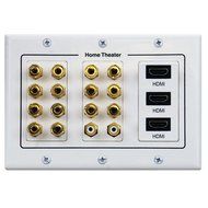 7.1/7.2 Home Theater Speaker Wall Plate 24K Gold Plated with 3 HDMI Connectors N5