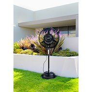 Black 24-inch Patio Metal 280 Watt Misting Oscillating Fan N7