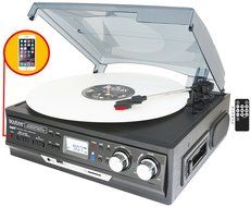 Boytone BT-17DJB-C 3-Speed Stereo Turntable with 2 Built in Speakers Digital LCD Display AM/FM Radio + Supports... N6