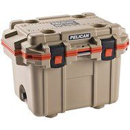 New PELICAN 30Q-2-TANORG 30-Quart Elite Cooler (Tan with Orange Trim)
