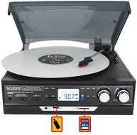 Boytone BT-17DJB-C 3-Speed Stereo Turntable with 2 Built in Speakers Digital LCD Display AM/FM Radio + Supports... N7