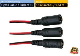 VIEWISE CCTV Security Camera DC Male Power Plug Pigtail Cable, Pack of 10 (Black/Red) N15