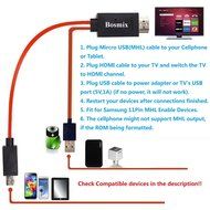 Bosmix 6.5 Feet 11 Pin Mircro USB (MHL) to HDMI adapter cable 1080P HDTV for Samsung Galaxy S3/S4/S5, Note 2/3... N3